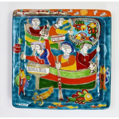 Squared Plate 37x37 DS 02 Fishermen Squared Plate 37x37 DS 02 Fishermen